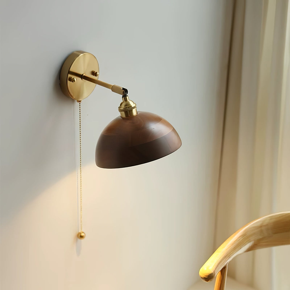 Rasen Vintage wandlamp met Walnoot Houten Kap
