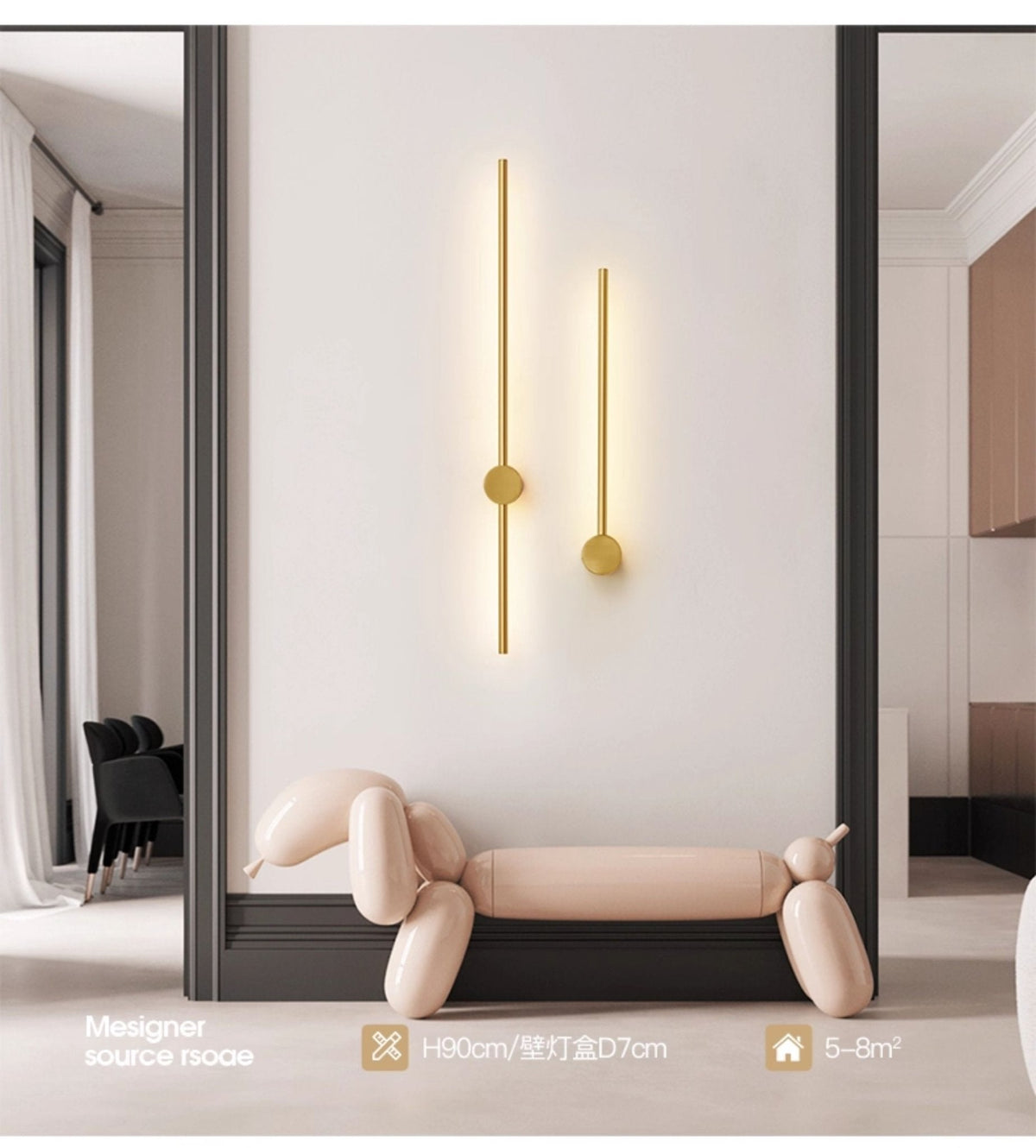 Nestx Messing Staaf Minimalistisch Wandlamp