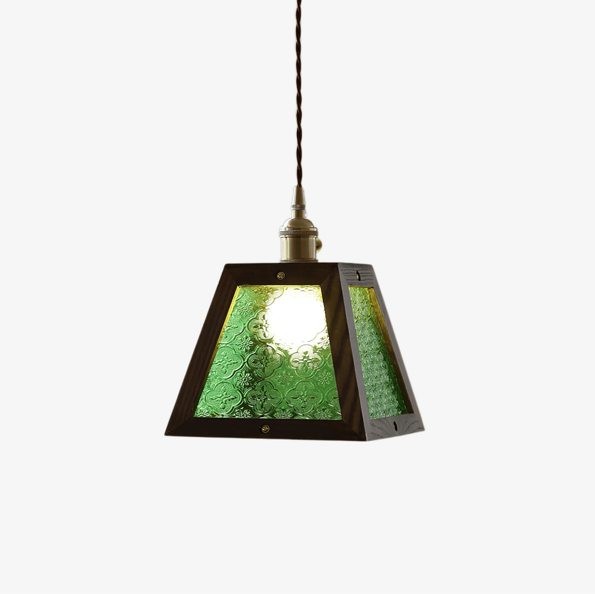 Lioriraine hanglamp met groen gepatineerd glas