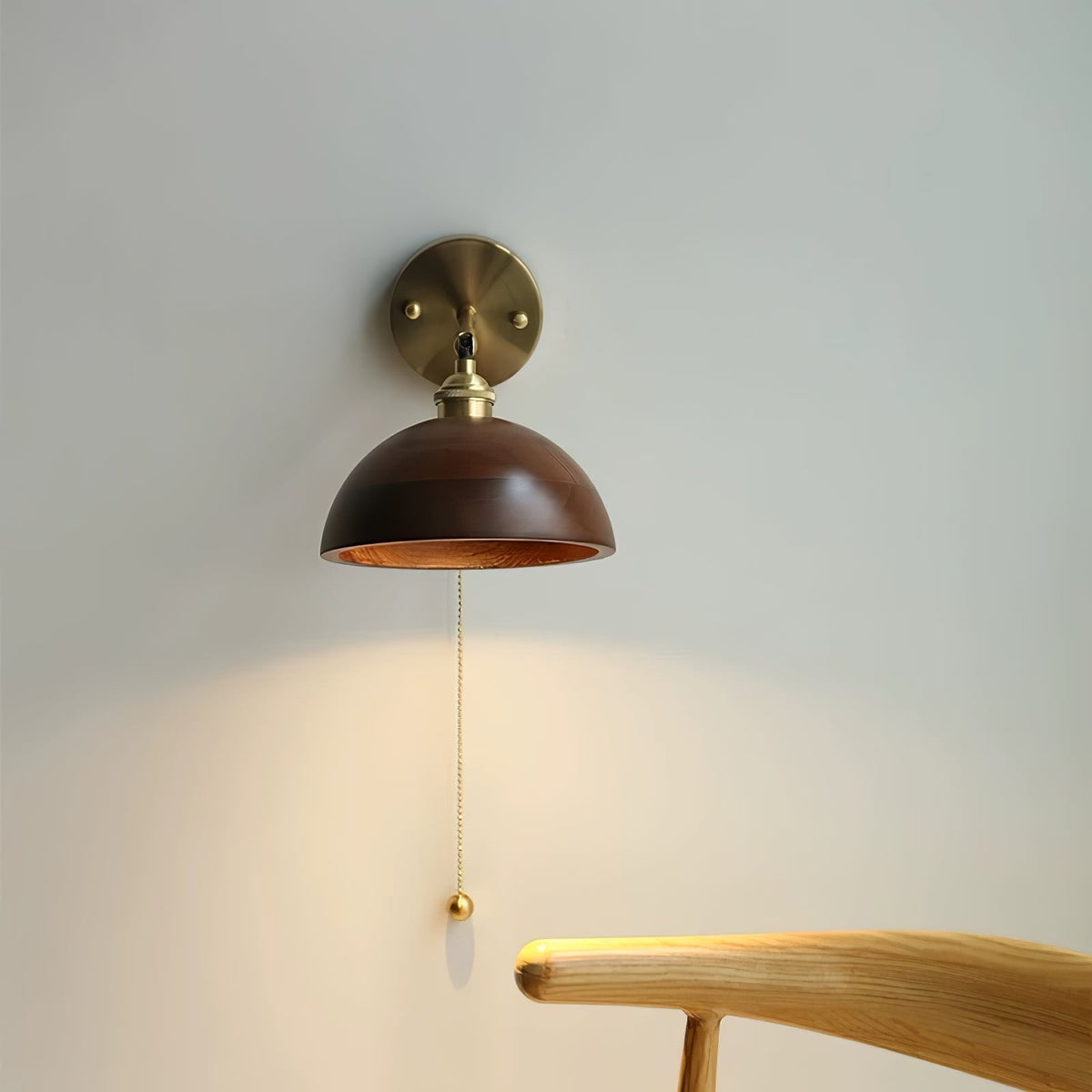 Rasen Vintage wandlamp met Walnoot Houten Kap