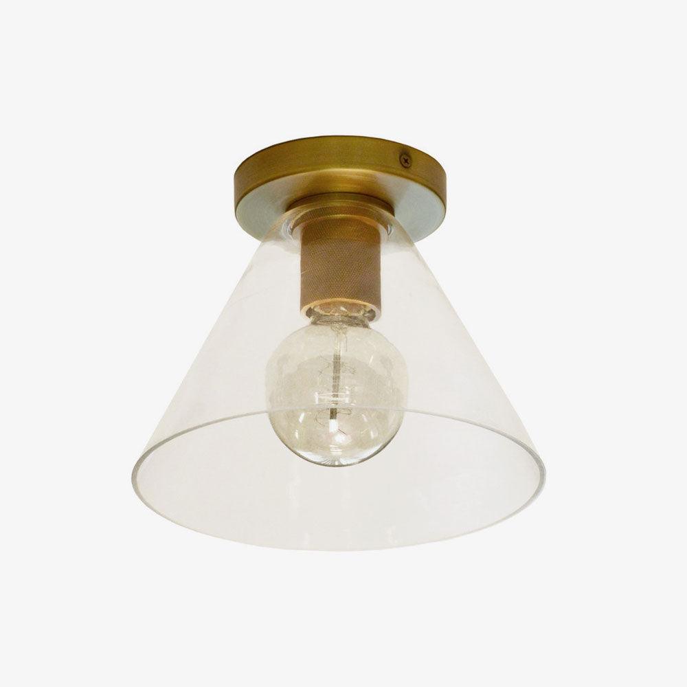 Elthyn plafondlamp conische kap glas messing minimalistisch industrieel