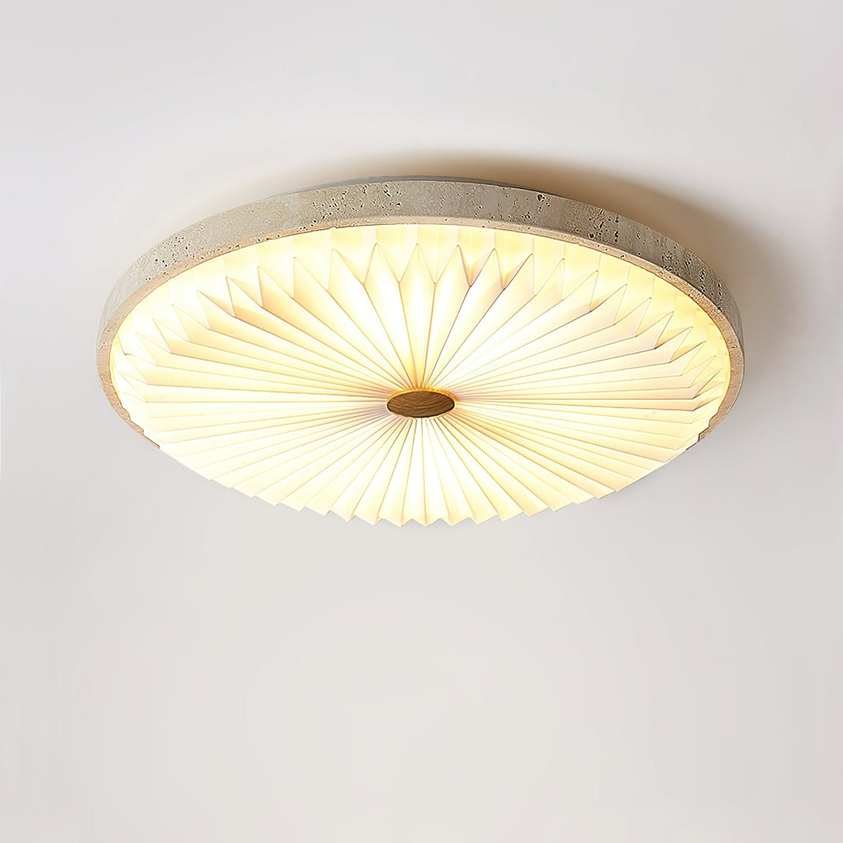 Ciloraris plafondlamp met textuur van geel travertin