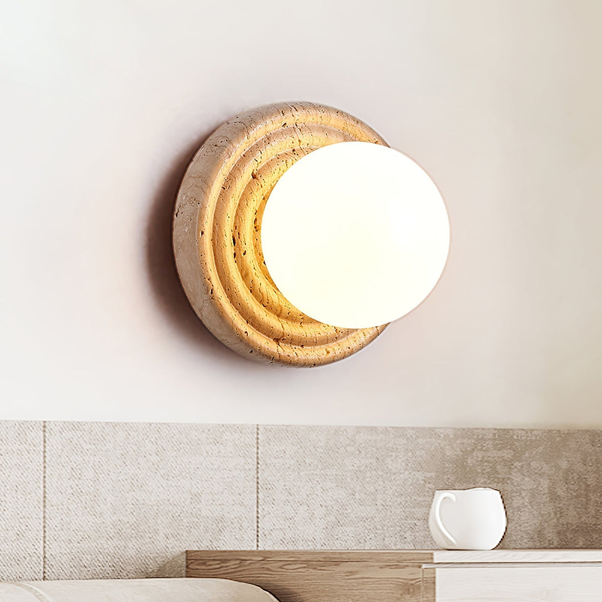 Valuella Travertin Bolvormig Wandlamp / Plafondlamp