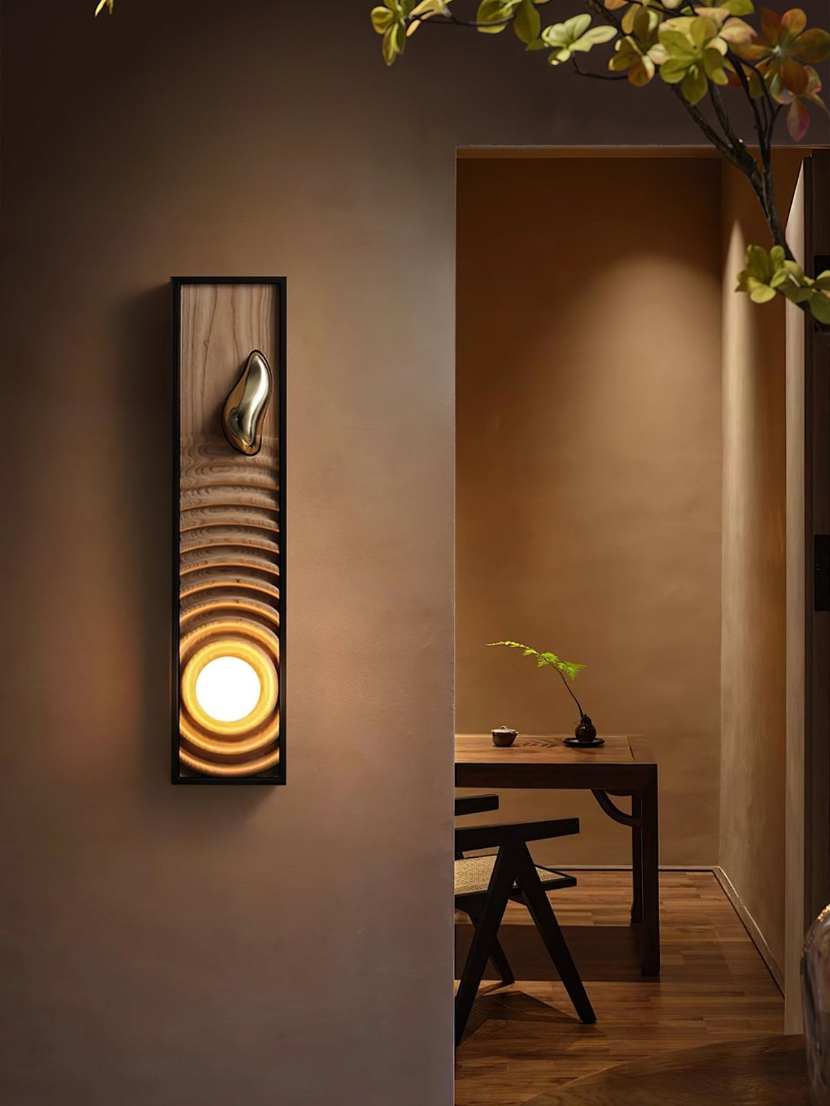 Caleb Vintage Houten wandlamp