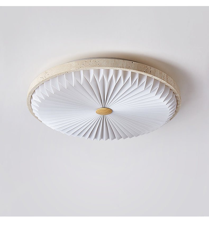 Ciloraris plafondlamp met textuur van geel travertin