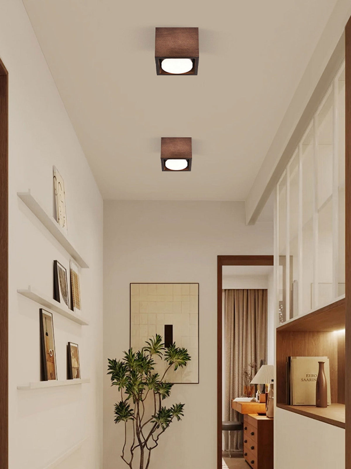 Eliza Minimalistisch Hout Plafondlamp