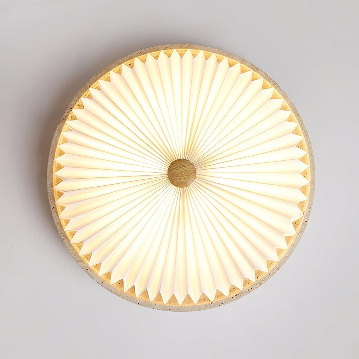 Ciloraris plafondlamp met textuur van geel travertin