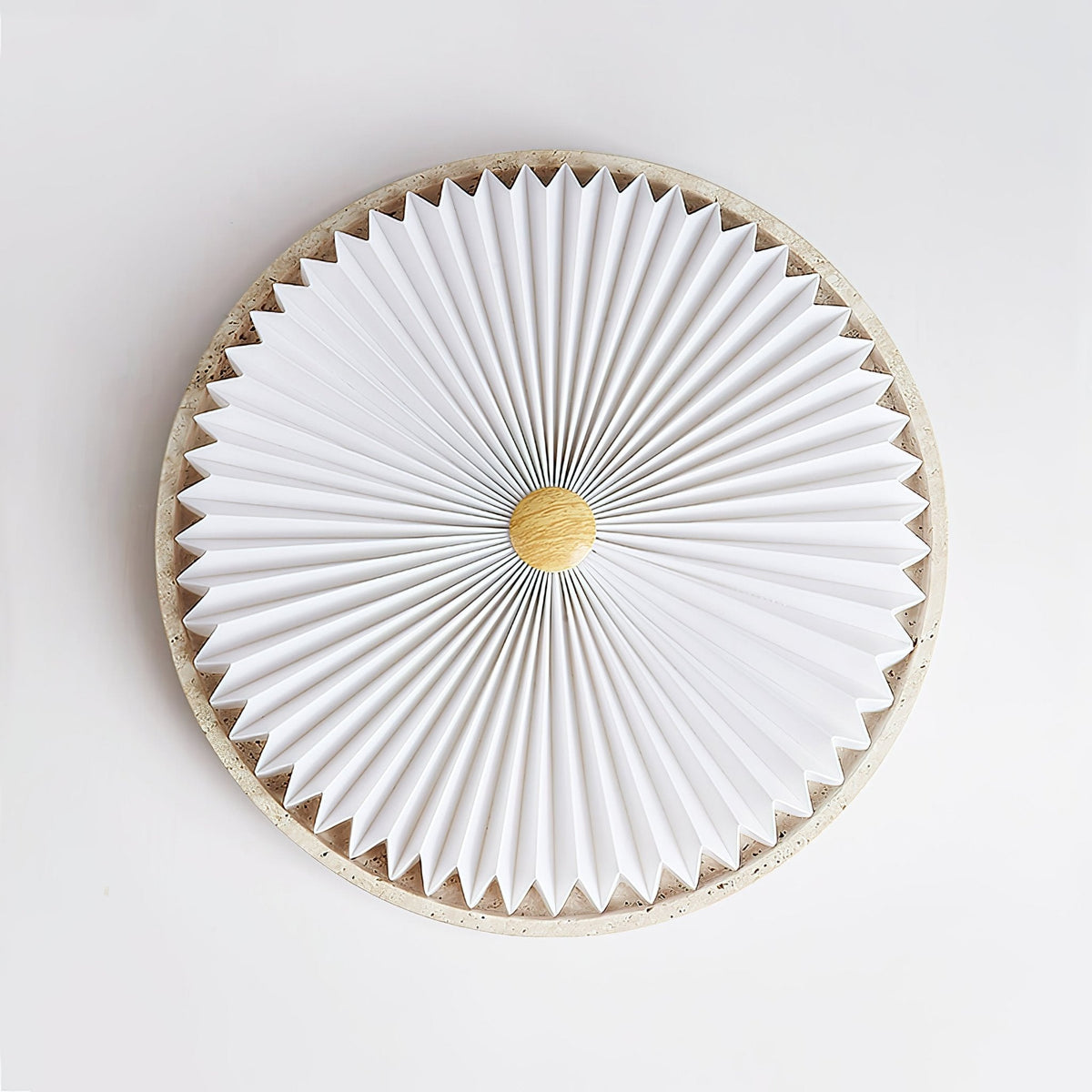 Ciloraris plafondlamp met textuur van geel travertin