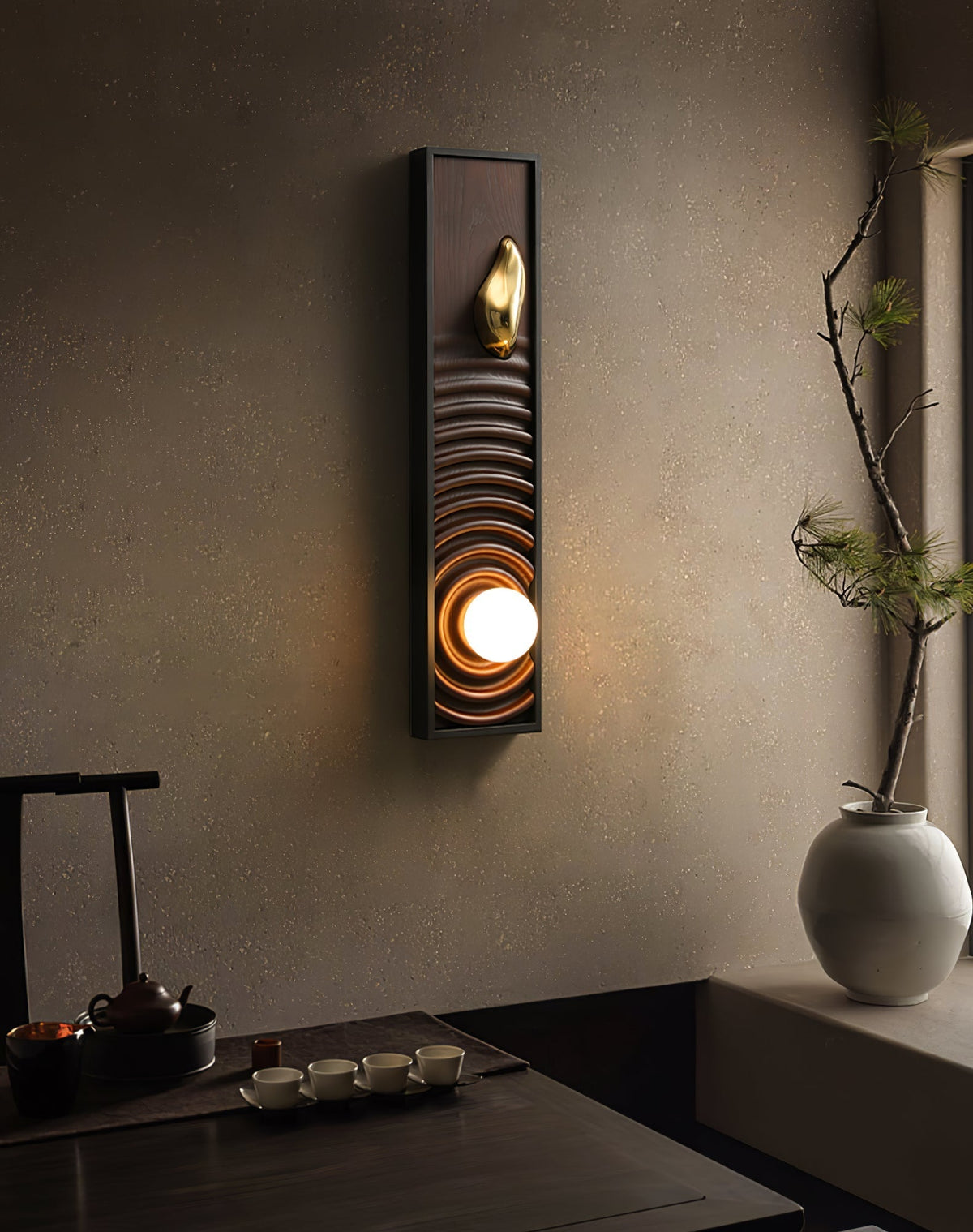 Caleb Vintage Houten wandlamp