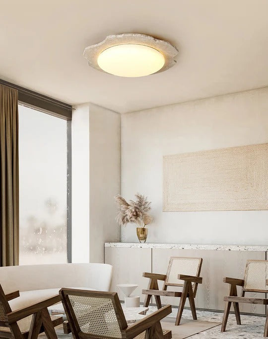 Nimbe Halo plafondlamp in geel travertin