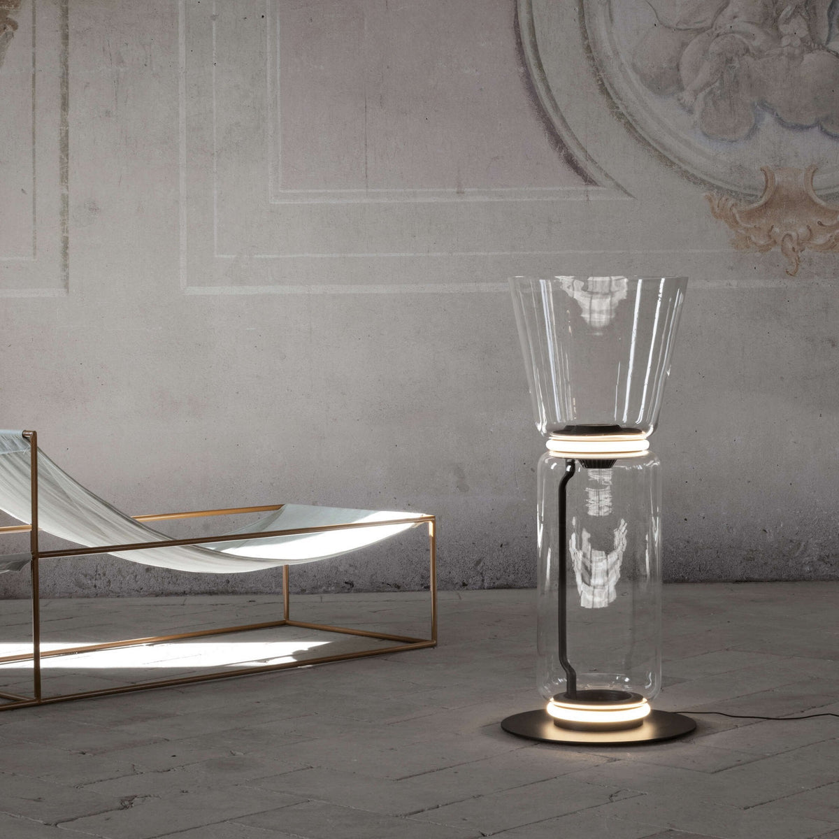 Cyrilys vloerlamp bamboe glas