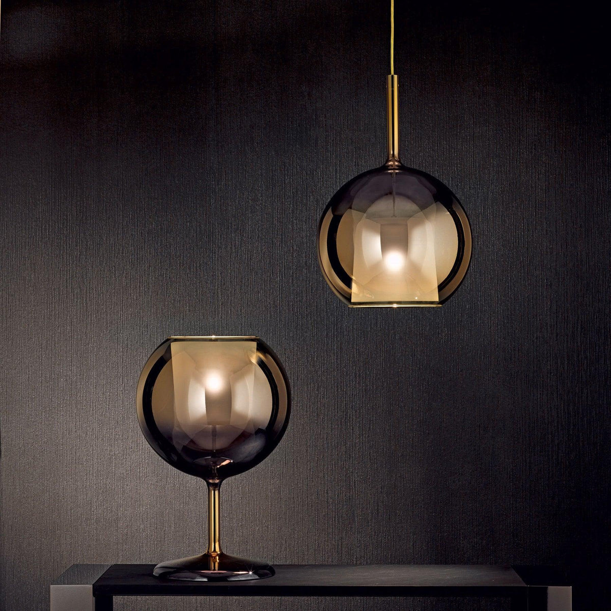 Lioranira hanglamp rookglas rond