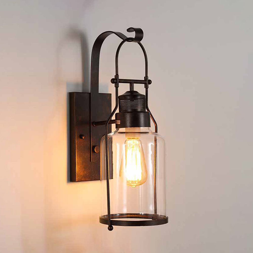 Valerio Retro LED Wandlamp Roest Zwart Glas Metaal Woonkamer Eetkamer