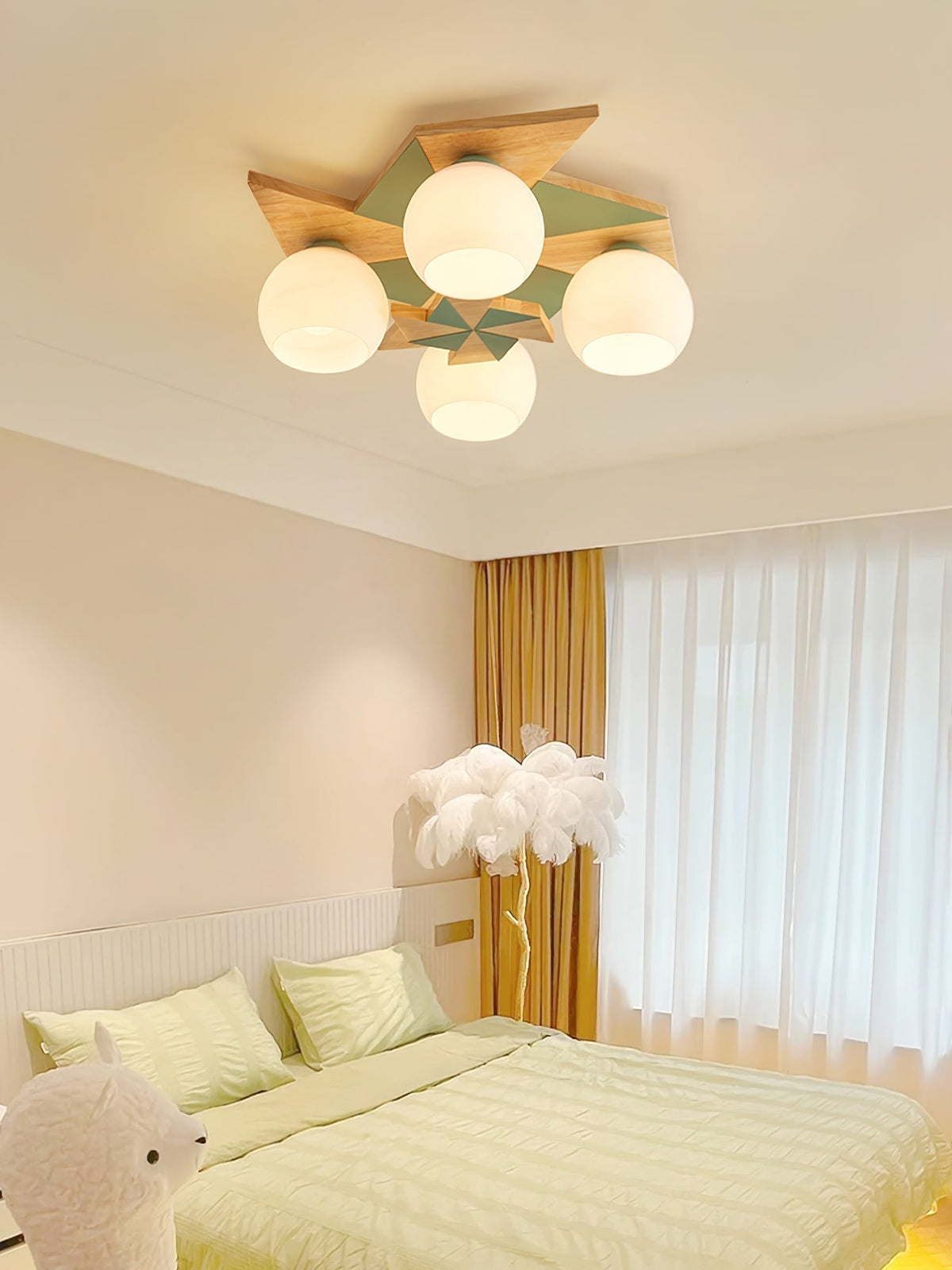 Ewooda plafondlamp met houten behuizing