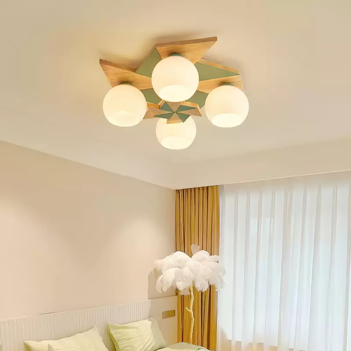 Ewooda plafondlamp met houten behuizing