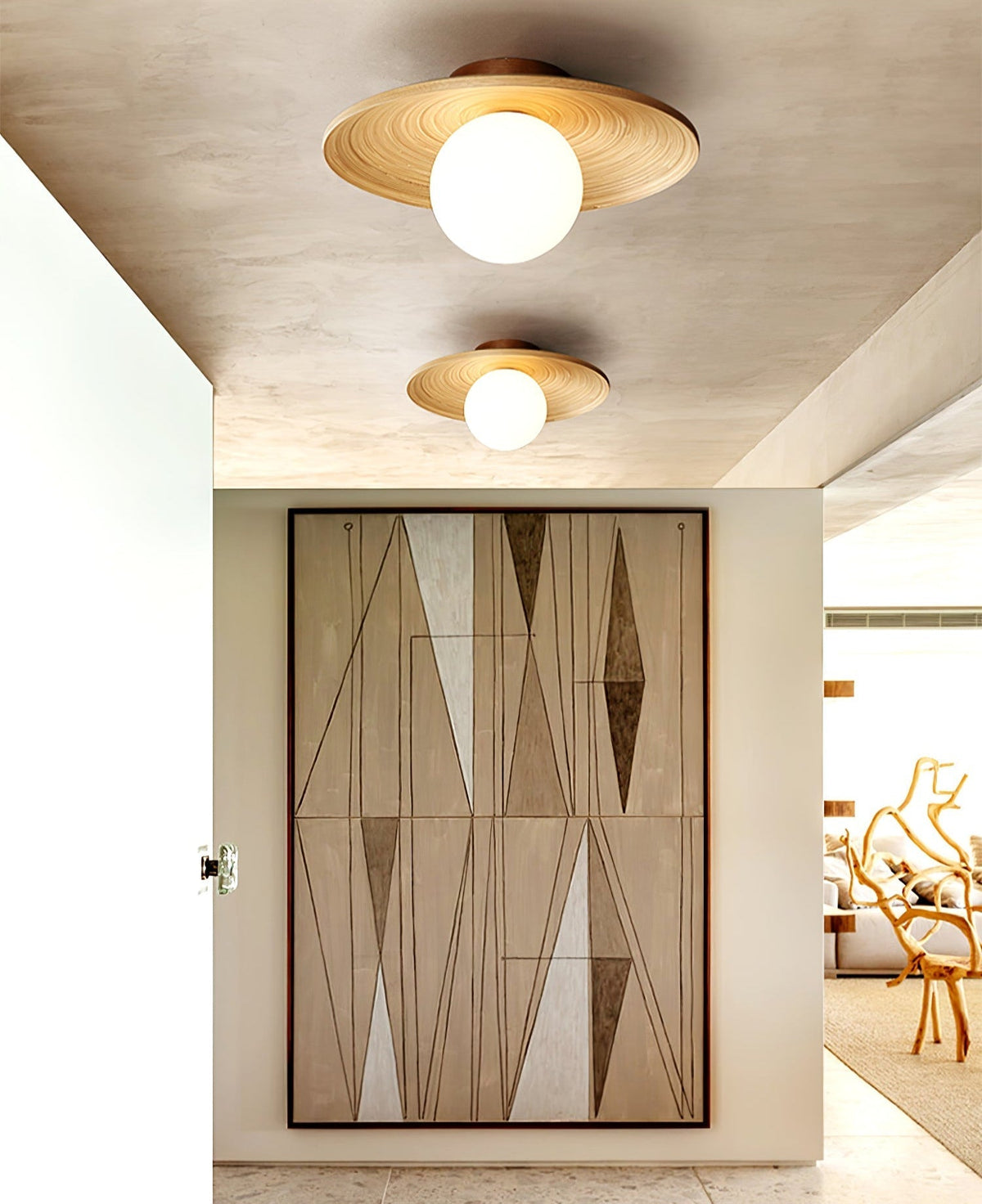 Ivoris plafondlamp Soluna hout Orbital