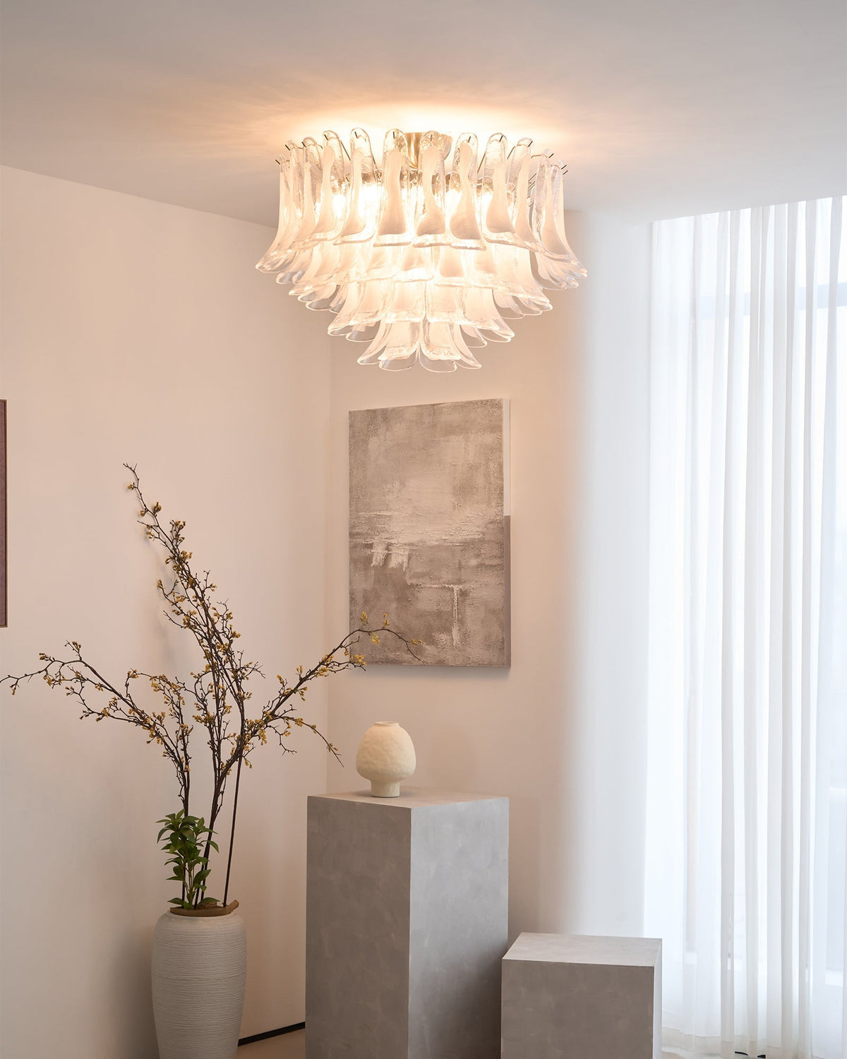 Celenira plafondlamp helder glas golven gelagen elegant