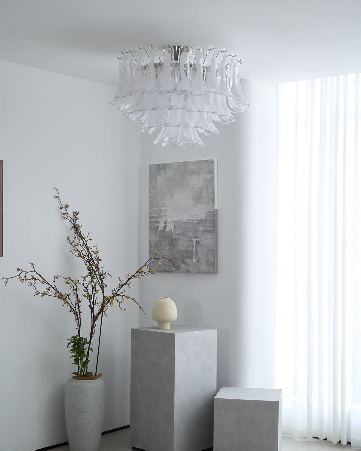 Celenira plafondlamp helder glas golven gelagen elegant