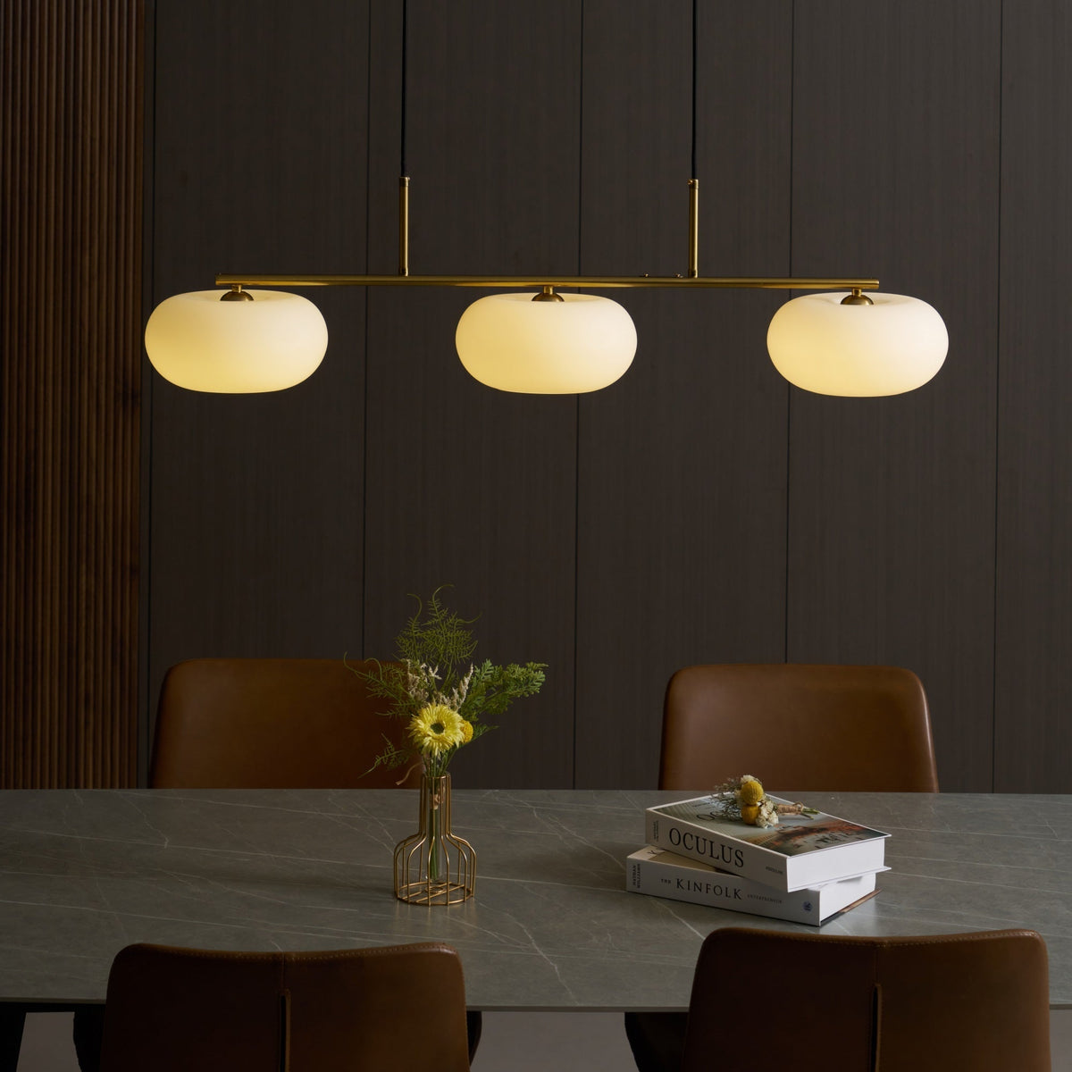 Lumeiella hanglamp 3-licht bolvormig lineair