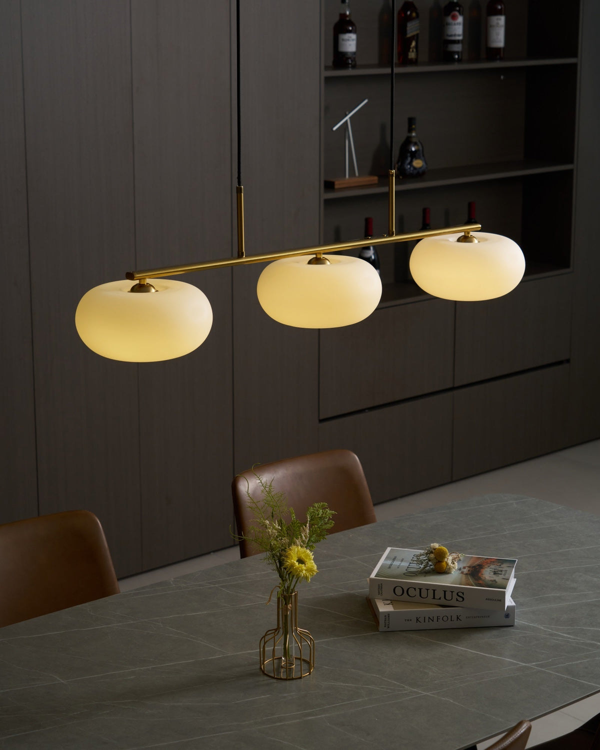 Lumeiella hanglamp 3-licht bolvormig lineair
