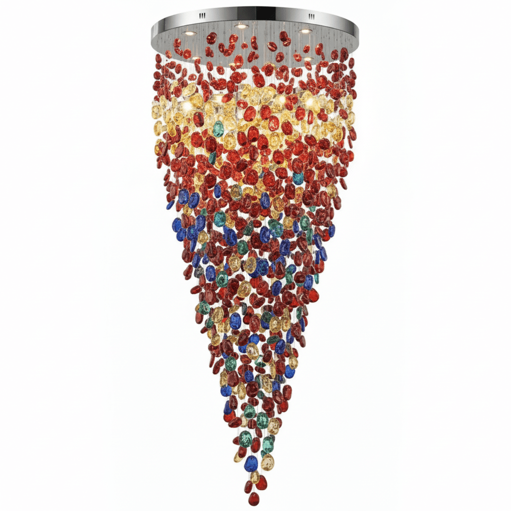 Polychrome Mineral Quartz Cascade Kroonluchter
