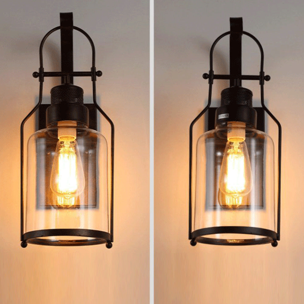 Valerio Retro LED Wandlamp Roest Zwart Glas Metaal Woonkamer Eetkamer