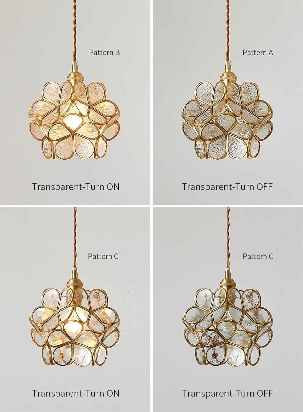 Velelise hanglamp met glazen bloemblaadjes voor keuken