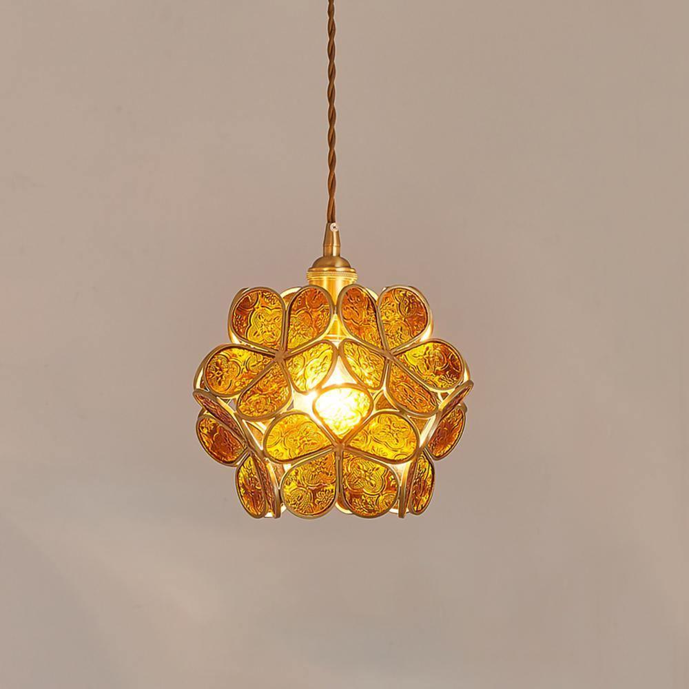 Velelise hanglamp met glazen bloemblaadjes voor keuken