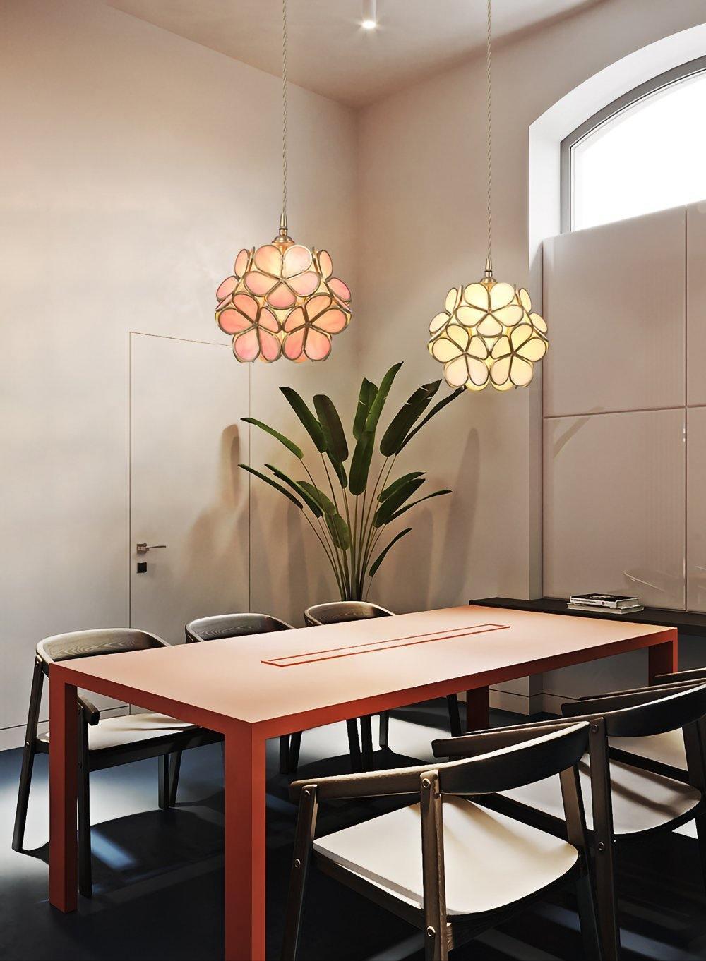 Velelise hanglamp met glazen bloemblaadjes voor keuken