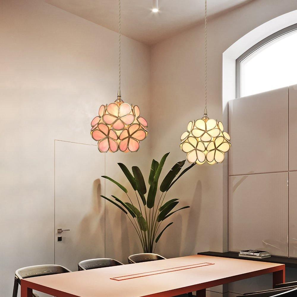 Velelise hanglamp met glazen bloemblaadjes voor keuken