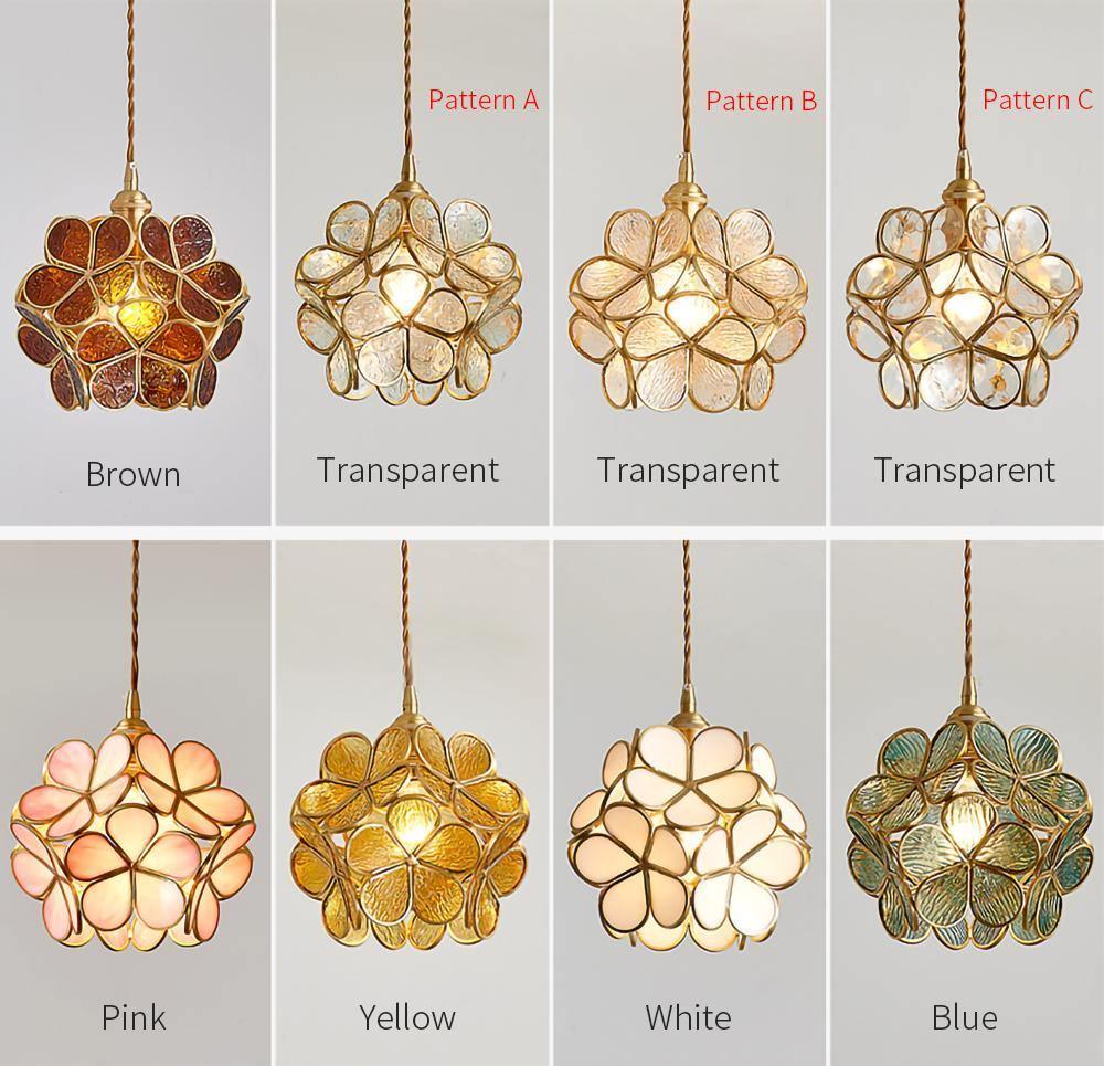 Velelise hanglamp met glazen bloemblaadjes voor keuken