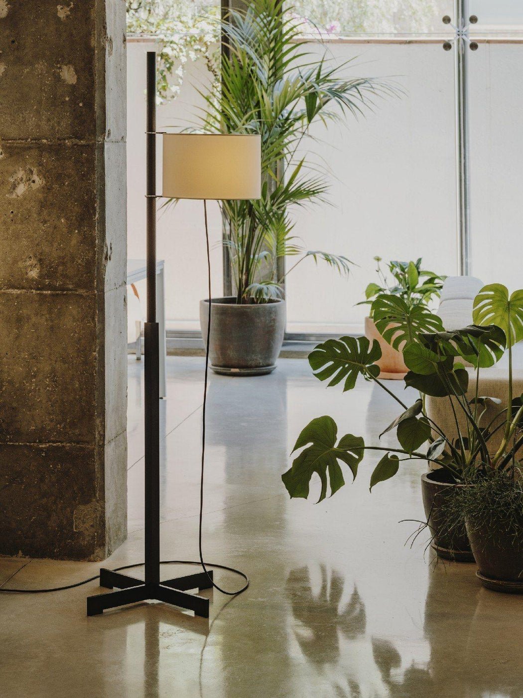 Jex Houten Stoffen vloerlamp