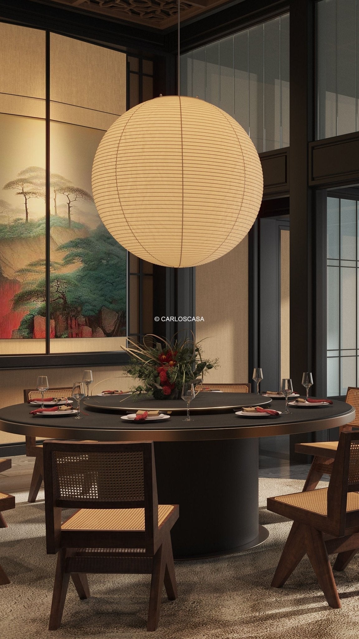 Noveno hanglamp met Washi-papier rond