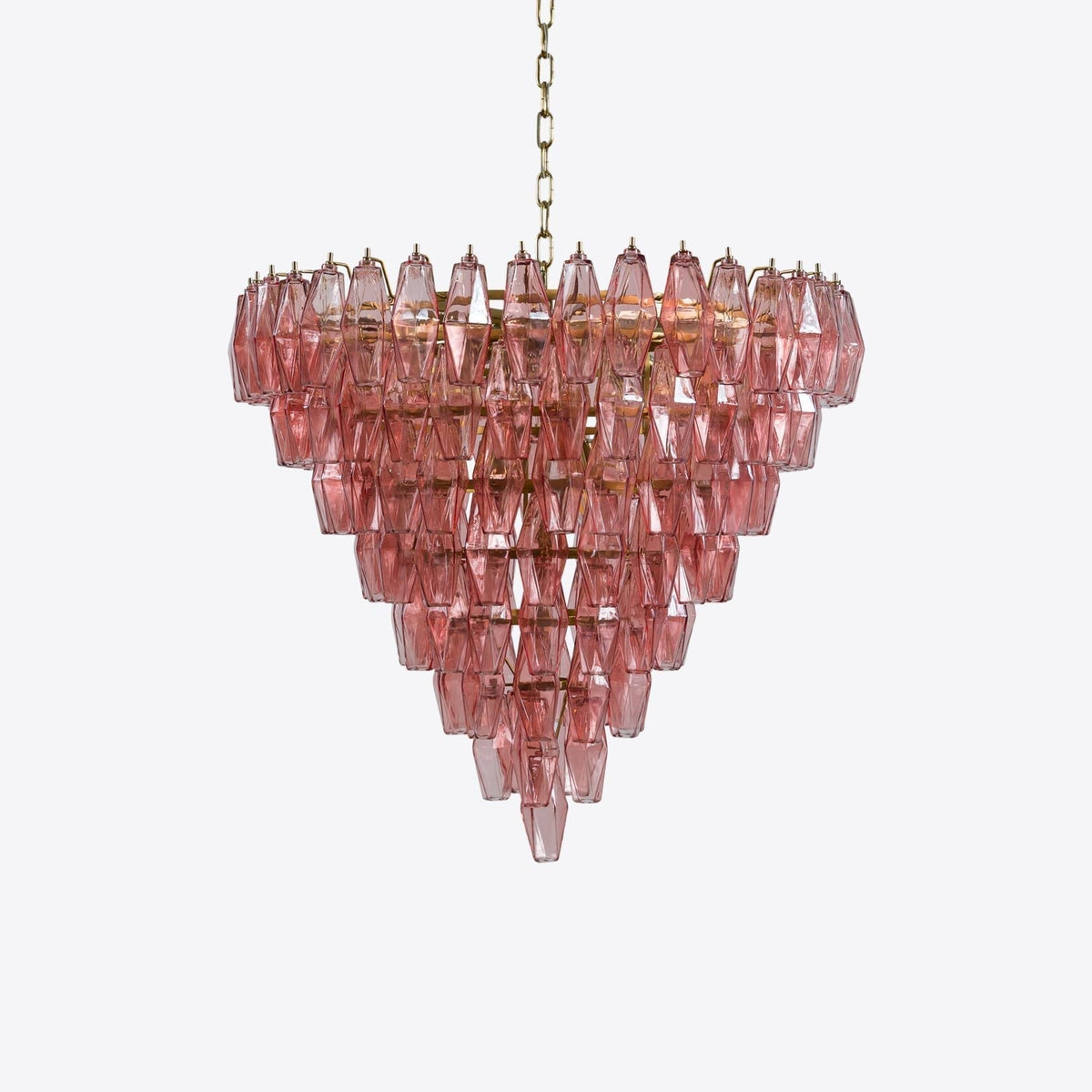 Eirenora Kroonluchter met Lagen van Roze Facettig glas in Vintage Stijl