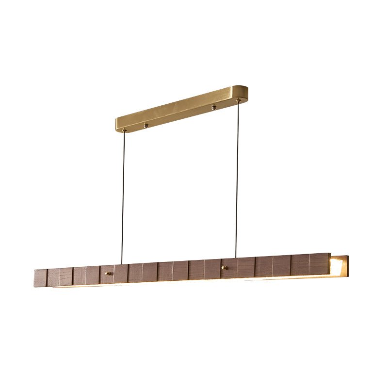Rillwood Beam Lineaire hanglamp van walnoot en goud