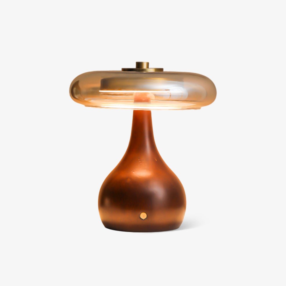 Airdes tafellamp van walnoothout in vintage stijl