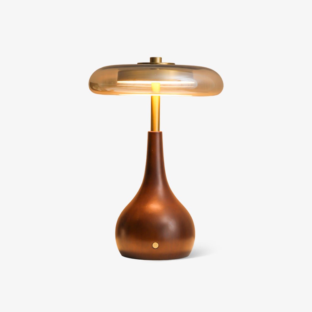 Airdes tafellamp van walnoothout in vintage stijl