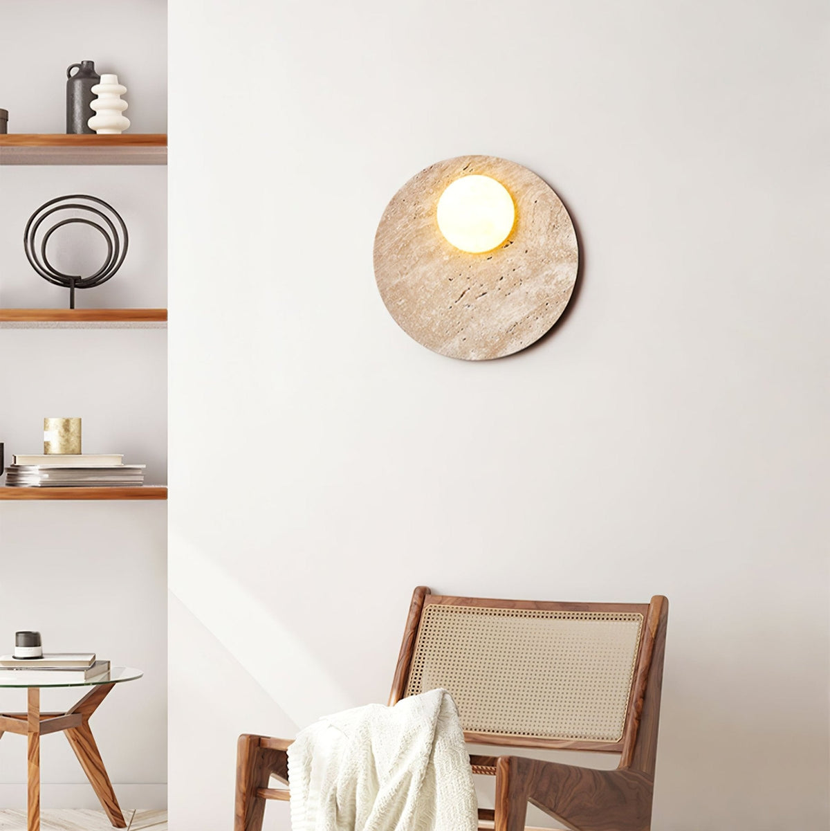 Vizoriel wandlamp met Geel travertin