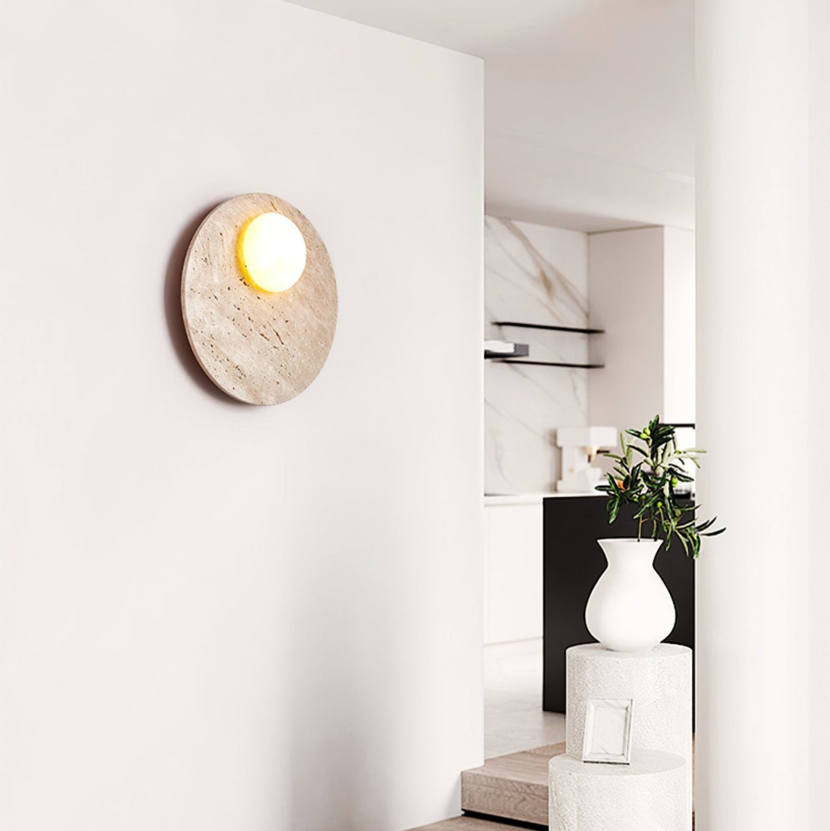 Vizoriel wandlamp met Geel travertin