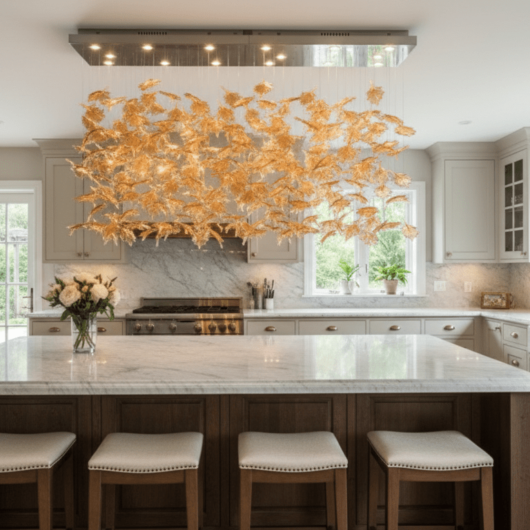 Maple kroonluchter met plafondkap en kristallen elementen