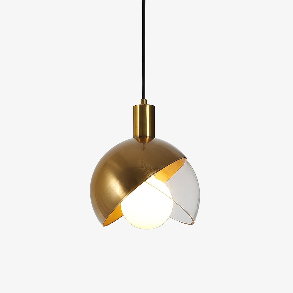 Noveny hanglamp messing glas halfronde bol mid-century