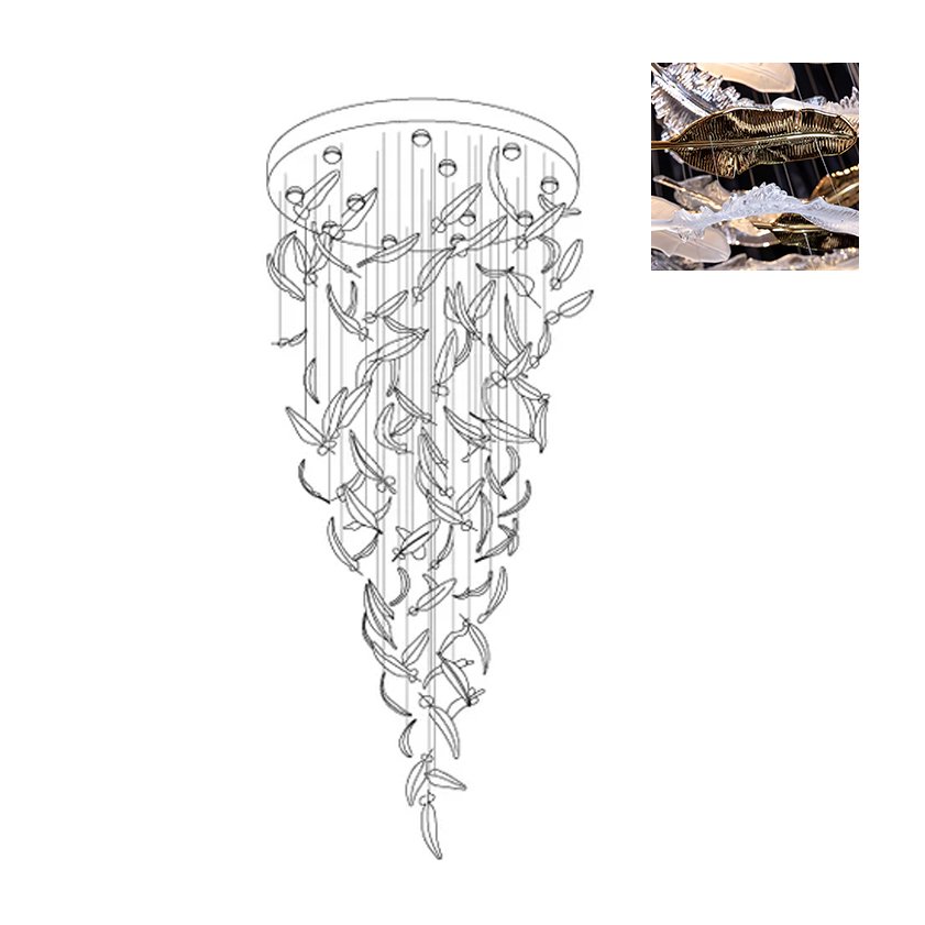 Aetherial glas Leaf Kroonluchter