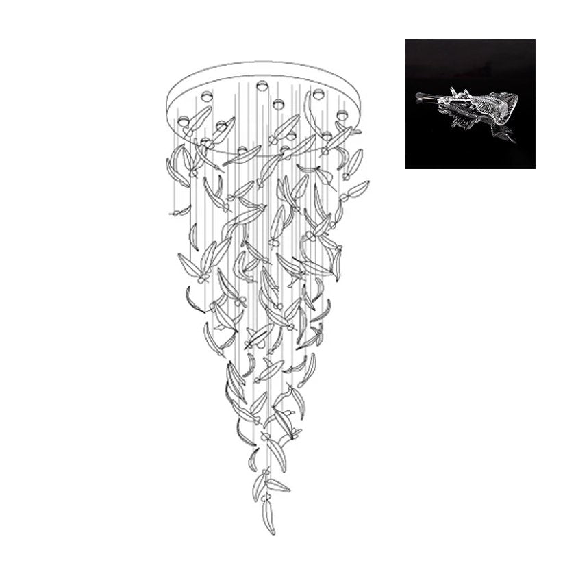 Aetherial glas Leaf Kroonluchter