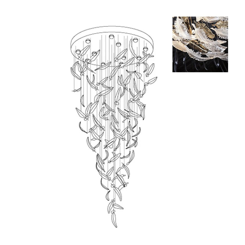 Aetherial glas Leaf Kroonluchter