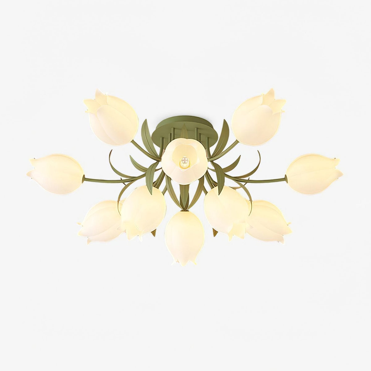 Ivory plafondlamp Lily Flower Blossom Groene Basis
