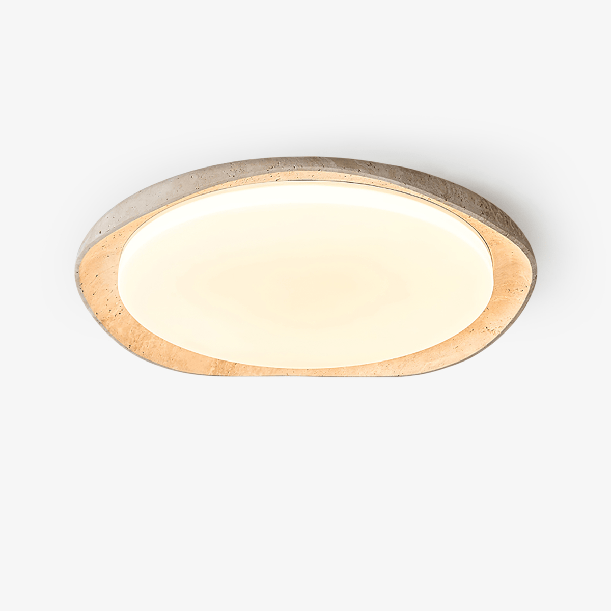 Adoros plafondlamp met randcirkel van geel travertin