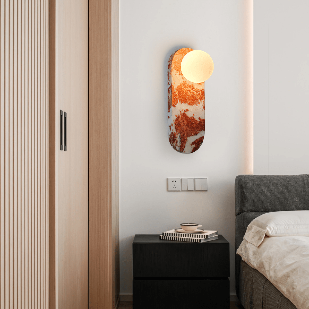 Sysolion Moderne minimalistische wandlamp van glas en marmer