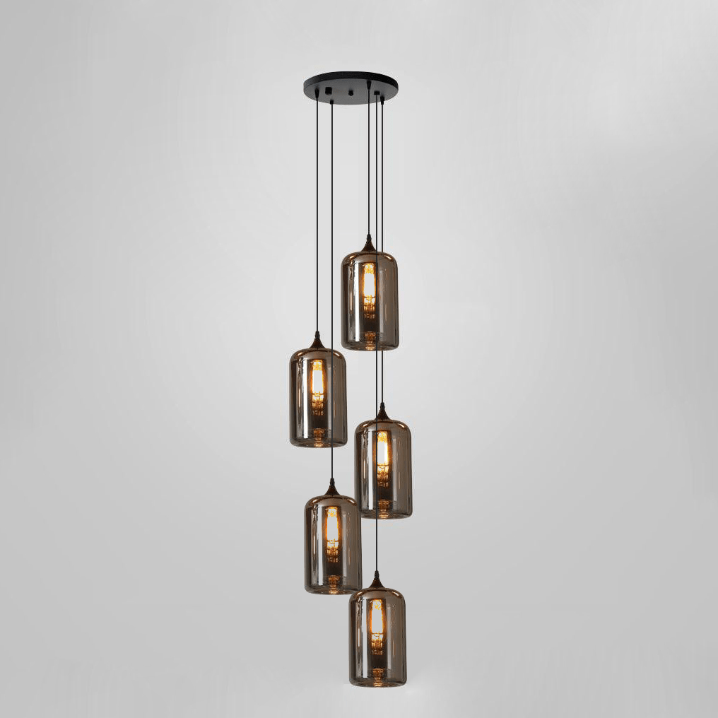 Tevely hanglamp met industriële stijl en glazen kap