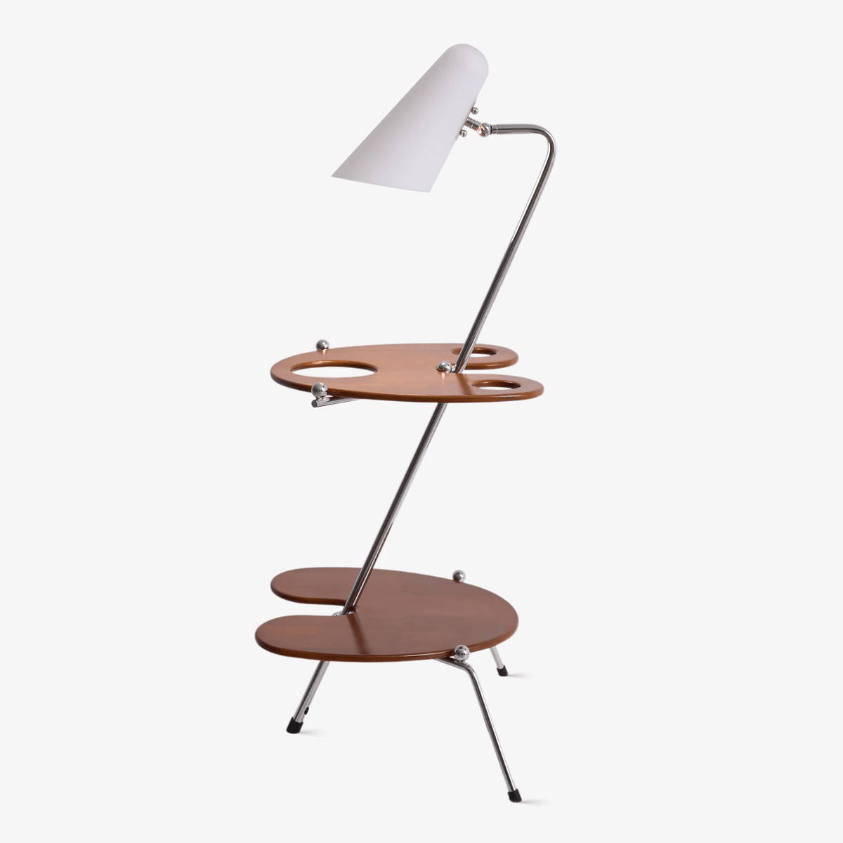 Vaughn Moderne vloerlamp van walnoothout en chrome