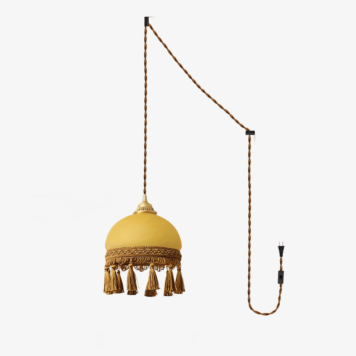 Sycaran hanglamp met franjes in messing en glas